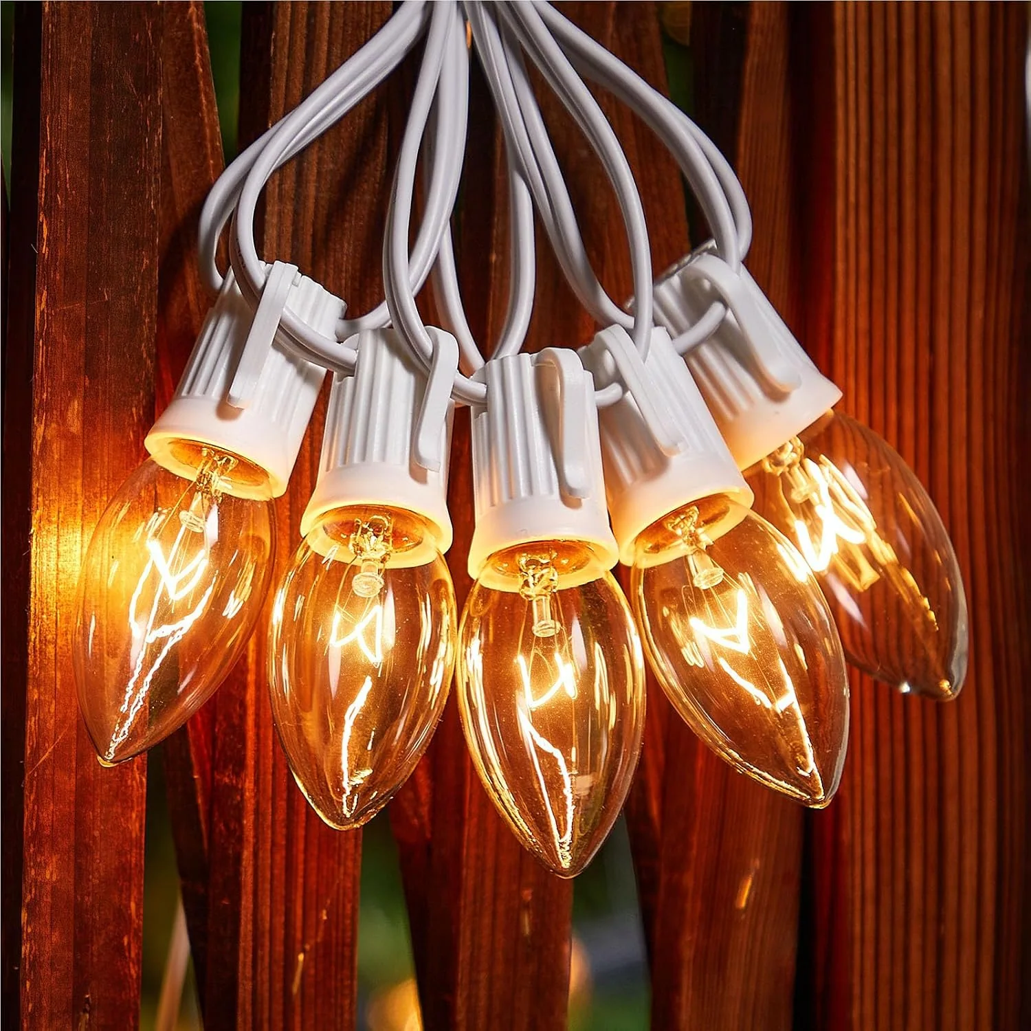 Minetom C9 String Lights Outdoor Christmas Lights 25 Feet Multicolor for Patio, Clear,white, 25FT 25 Bulbs, photo 8