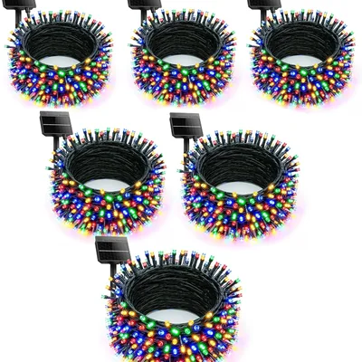 Minetom 6PC 240FT Christmas Outdoor Solar String Lights Waterproof 600 LEDs, thumbnail 2