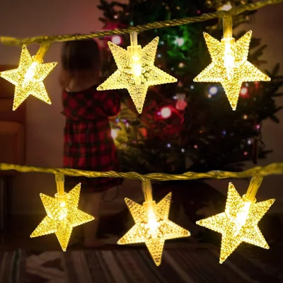 Minetom 33ft Plug in Star String Lights with Remote and Timer, thumbnail 2