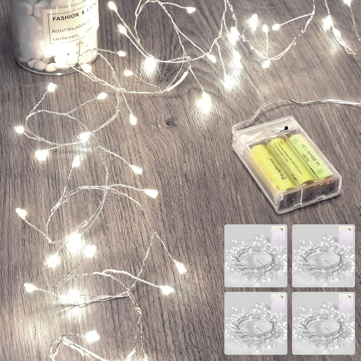 Minetom Fairy Lights Battery Operated, Twinkle String Lights 5ft 60LED, Pure White, 4 Pack, photo 10
