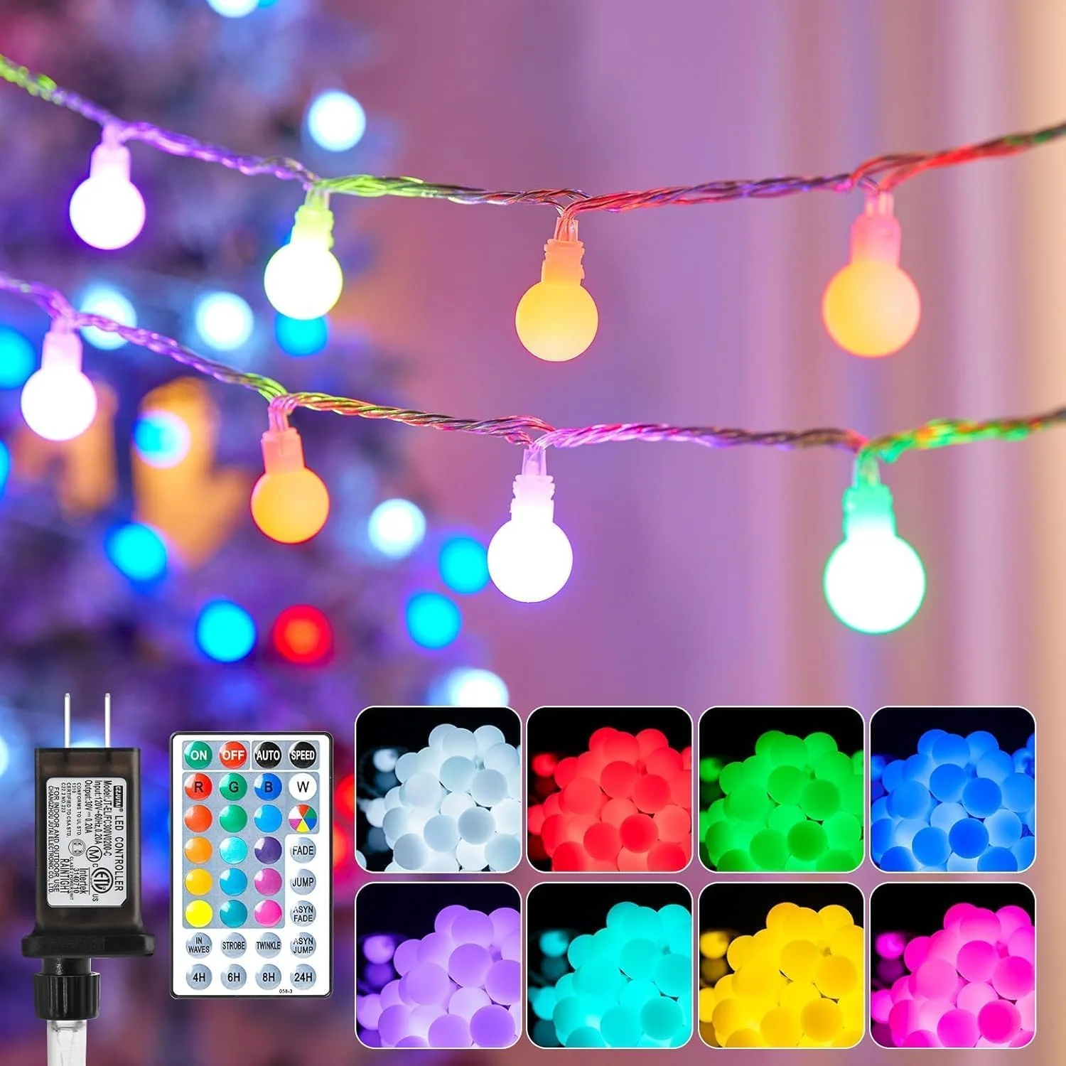 Minetom 66 Feet 200 Led Globe Ball String Lights, RGB (Red, Green, Blue), 100LED, photo 3
