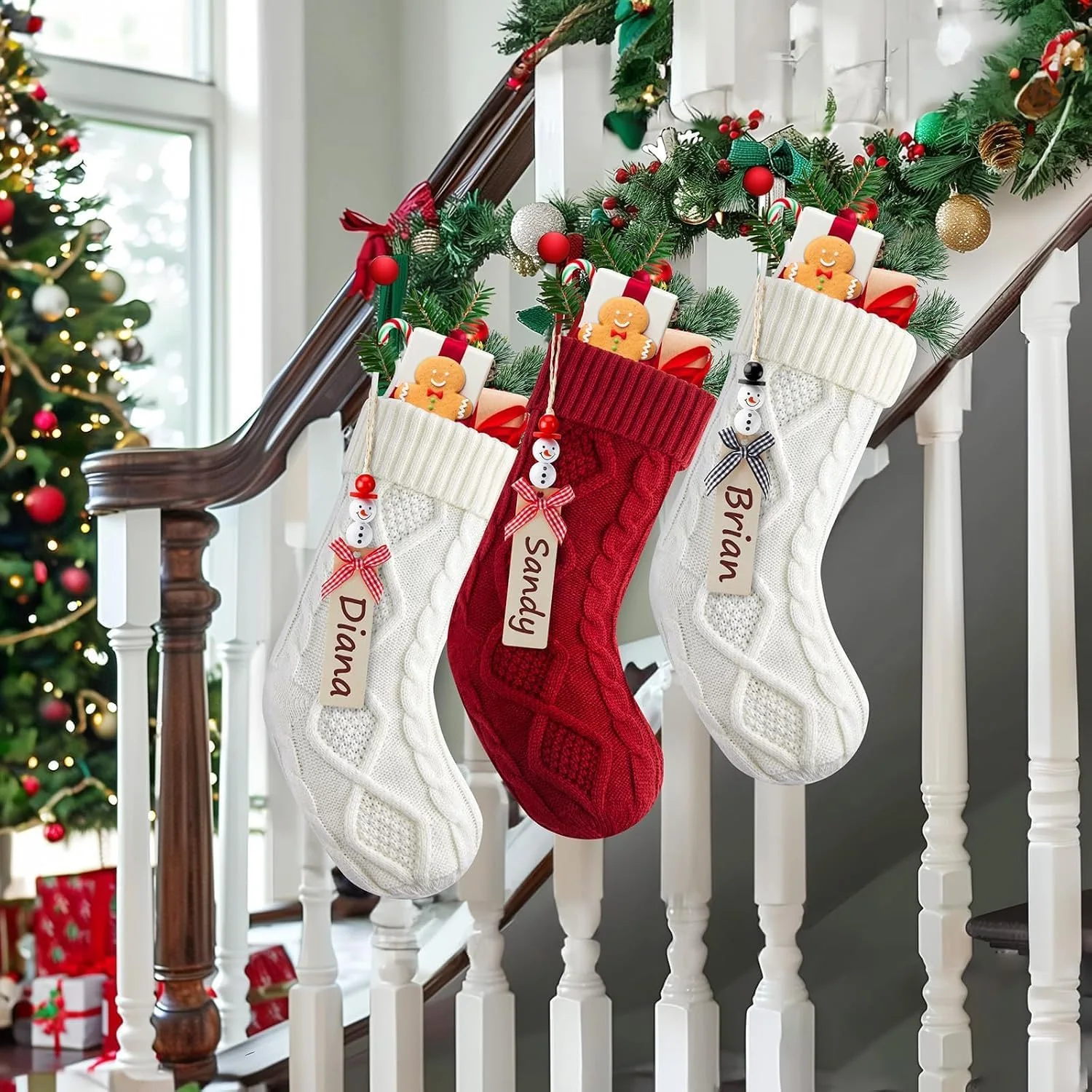 Minetom Personalized Christmas Stockings, 18 Inches Hanging Stockings with DIY, photo 2