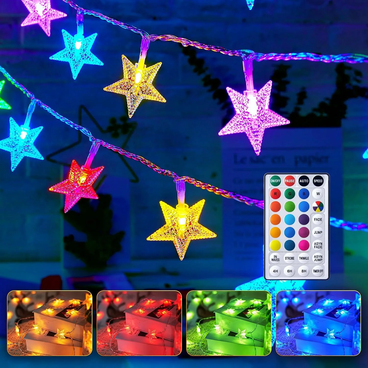 Minetom Star String Lights Battery Operated, RGB (Red, Green, Blue), 1 Pack, photo 5