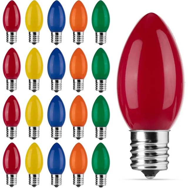 Minetom 25 Pack Multicolor C9 LED Christmas Light Bulbs