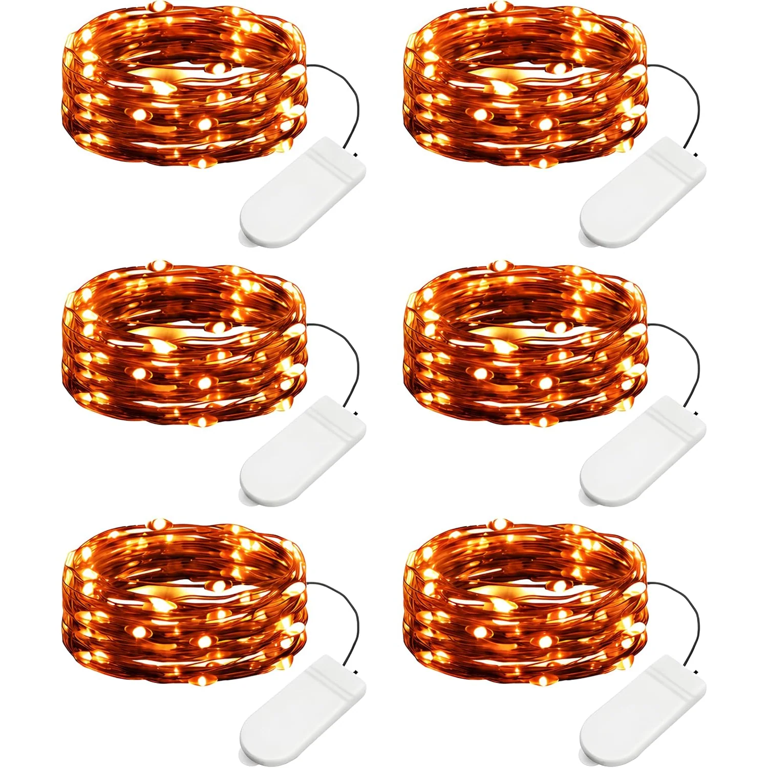 Minetom 6 Pack Battery Operated LED Fairy Lights for Christmas Decor, 6 Pack - Orange, photo 5