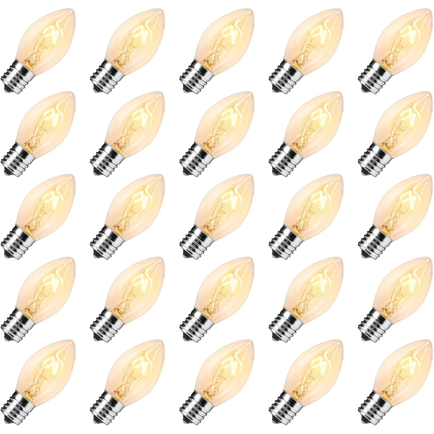 Minetom 25 Pack Replacement Light Bulbs for C7 E12 Base Christmas String Lights, Clear, 25 Count (Pack of 1), photo 1