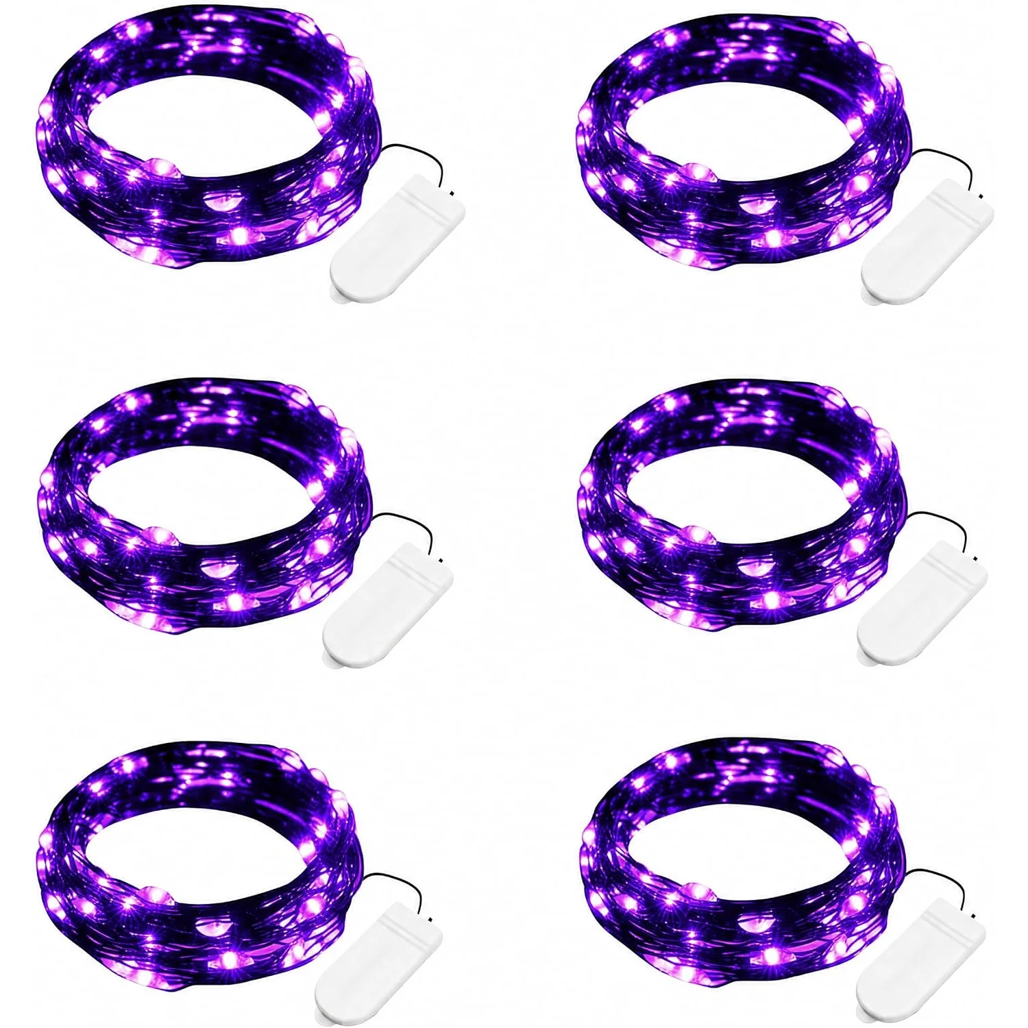 Minetom 6 Pack Battery Operated LED Fairy Lights for Christmas Decor, 6 Pack - Purple, photo 10