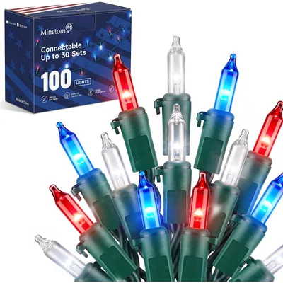 Minetom Red White Blue LED Christmas String Lights, thumbnail 1