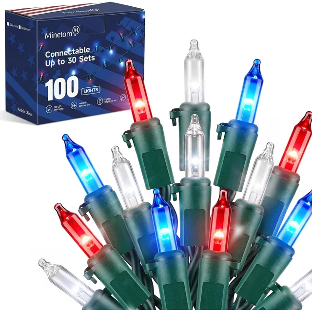 Minetom Red White Blue LED Christmas String Lights