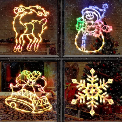 Minetom 4 Pack Christmas Window Lights, Wreath, thumbnail 5