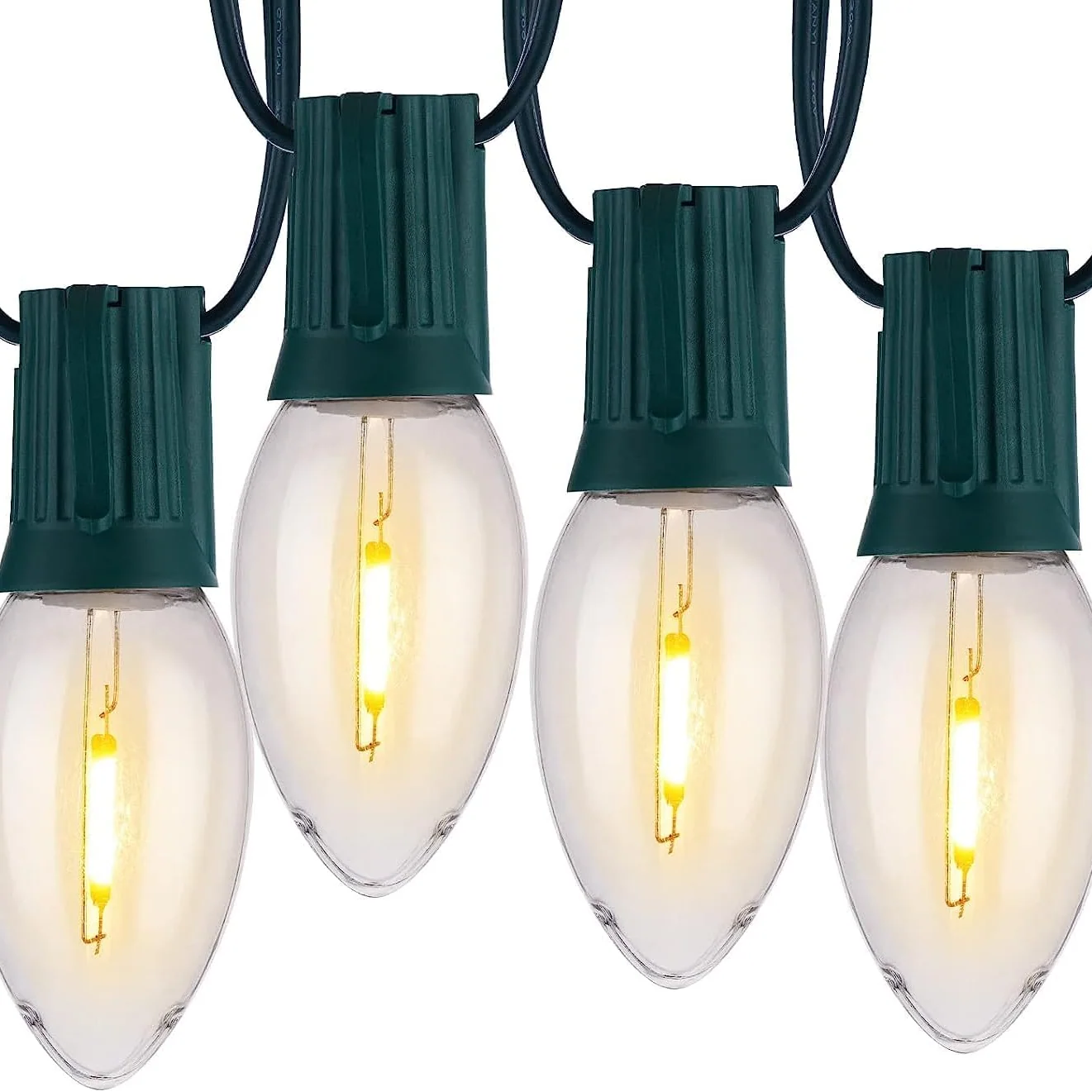 Minetom Vintage C9 Christmas Lights Outdoor, Green Wire, Warm White, 100 FT, photo 4