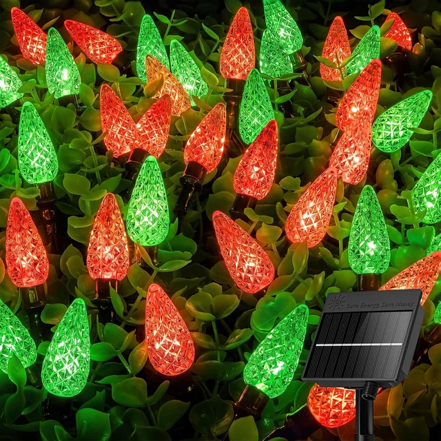Minetom 23FT 50 LED C6 Solar Christmas Lights Outdoor Waterproof