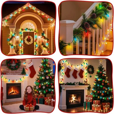 Minetom C9 String Lights Outdoor Christmas Lights 25 Feet Multicolor for Patio, thumbnail 3