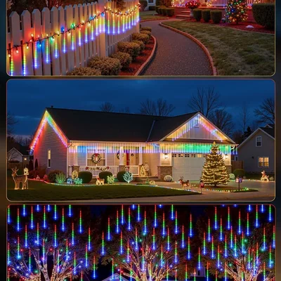 Minetom Solar Meteor Shower Icicle Lights, thumbnail 3