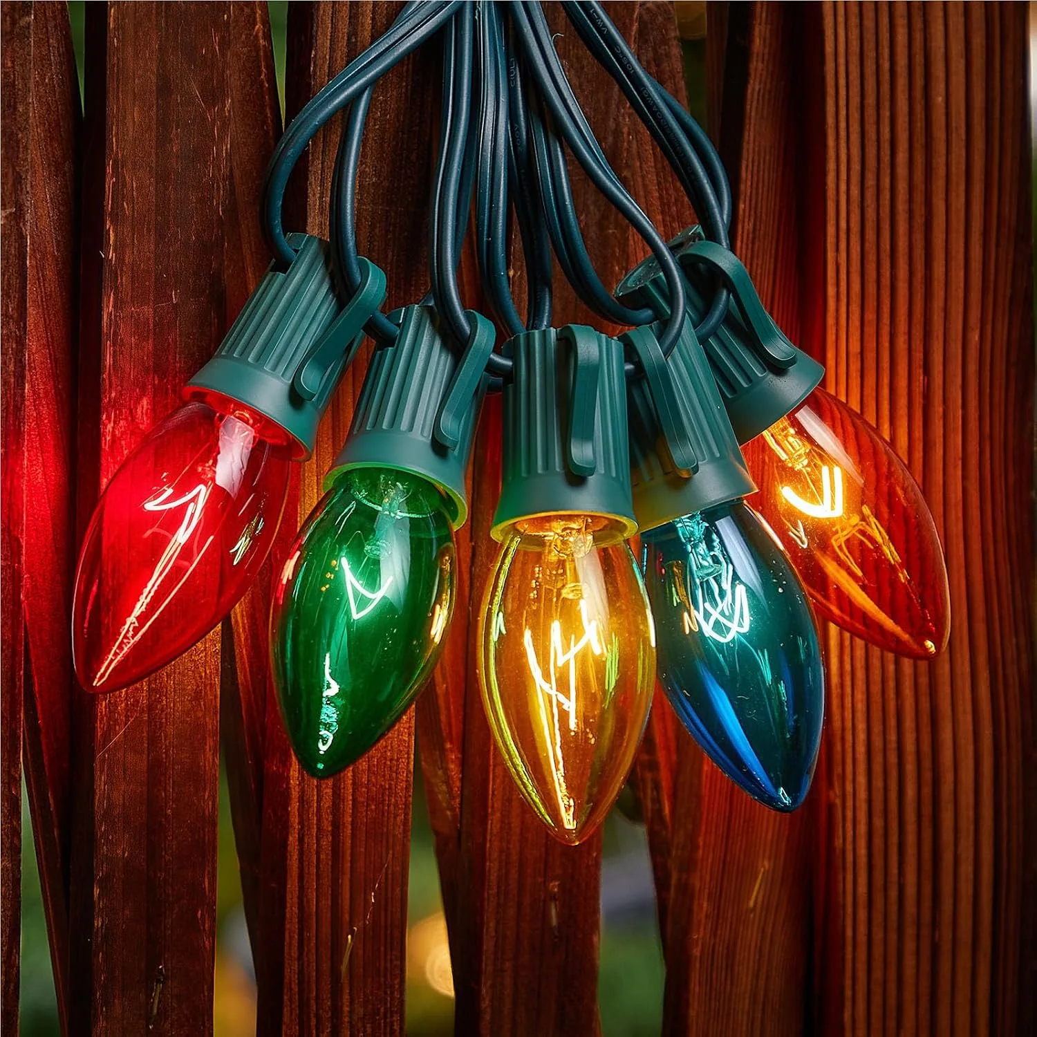 Minetom C9 String Lights Outdoor Christmas Lights 25 Feet Multicolor for Patio, Multicolor,Green, 25FT 25 Bulbs, photo 1
