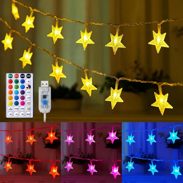 Minetom 23ft Star String Lights for Bedroom