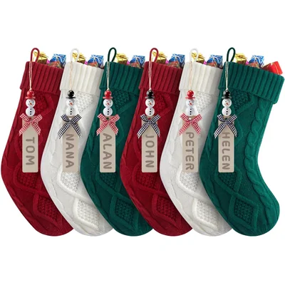 Minetom Personalized Christmas Stockings, Christmas Hanging Stockings with Name Tags, thumbnail 1