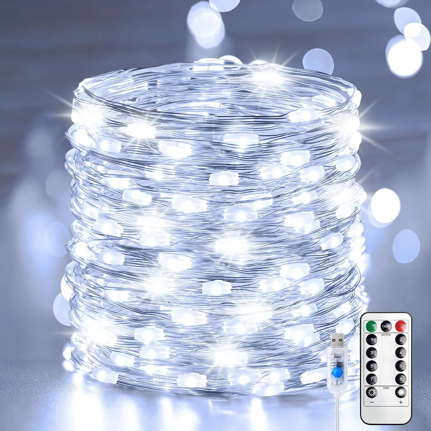 Minetom Twinkle Fairy Lights Plug, Pure White, 1 Pack - 200LEDs, photo 7