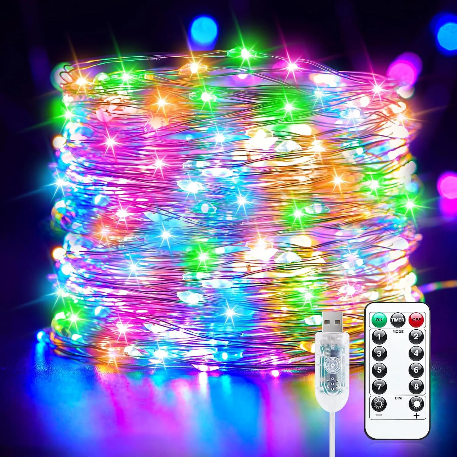 Minetom Twinkle Fairy Lights Plug, Multicolor, 1 Pack - 100LEDs, photo 5