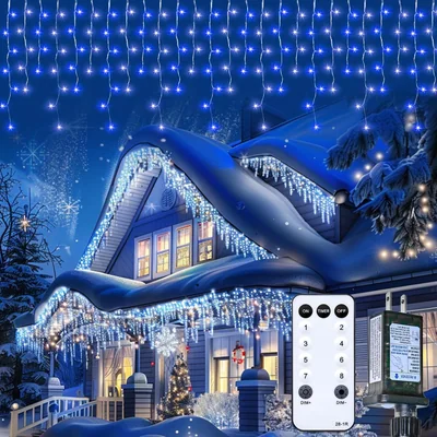 Minetom Icicle Lights for Outside, 164Ft 1344 LED White Christmas Lights, thumbnail 1