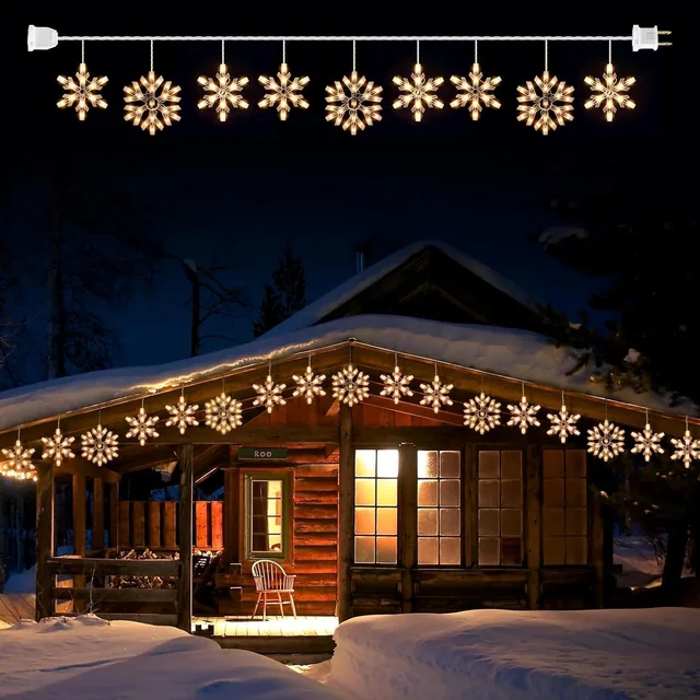 Minetom Snowflake Christmas String Lights with 9 Drops