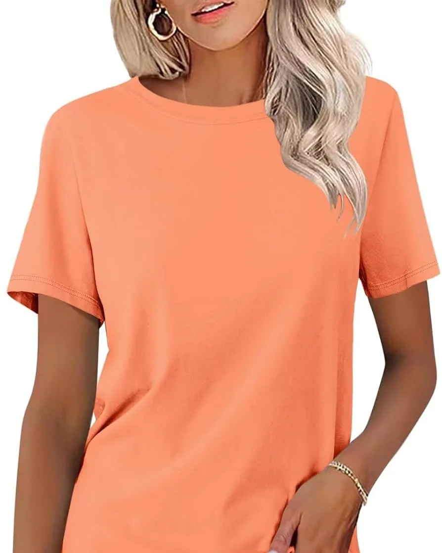 Minetom Women's T Shirts Short Sleeve Tops Casual Summer Tees B-Black, Orange, Medium, photo 5