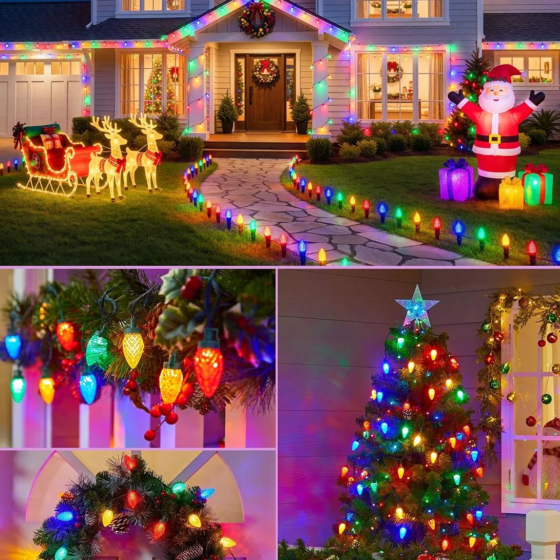 Minetom Solar Christmas Lights Outdoor, 50 LED C9 String Lights, photo 3