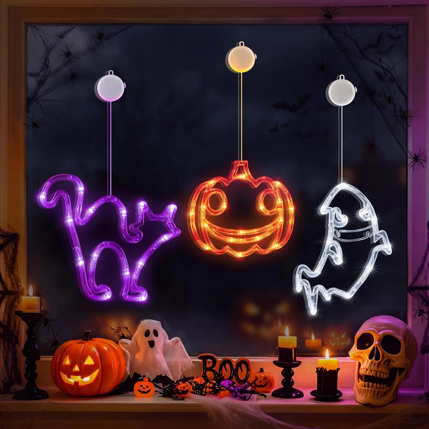 Minetom 3 Pack Halloween Windows Lights, photo 4