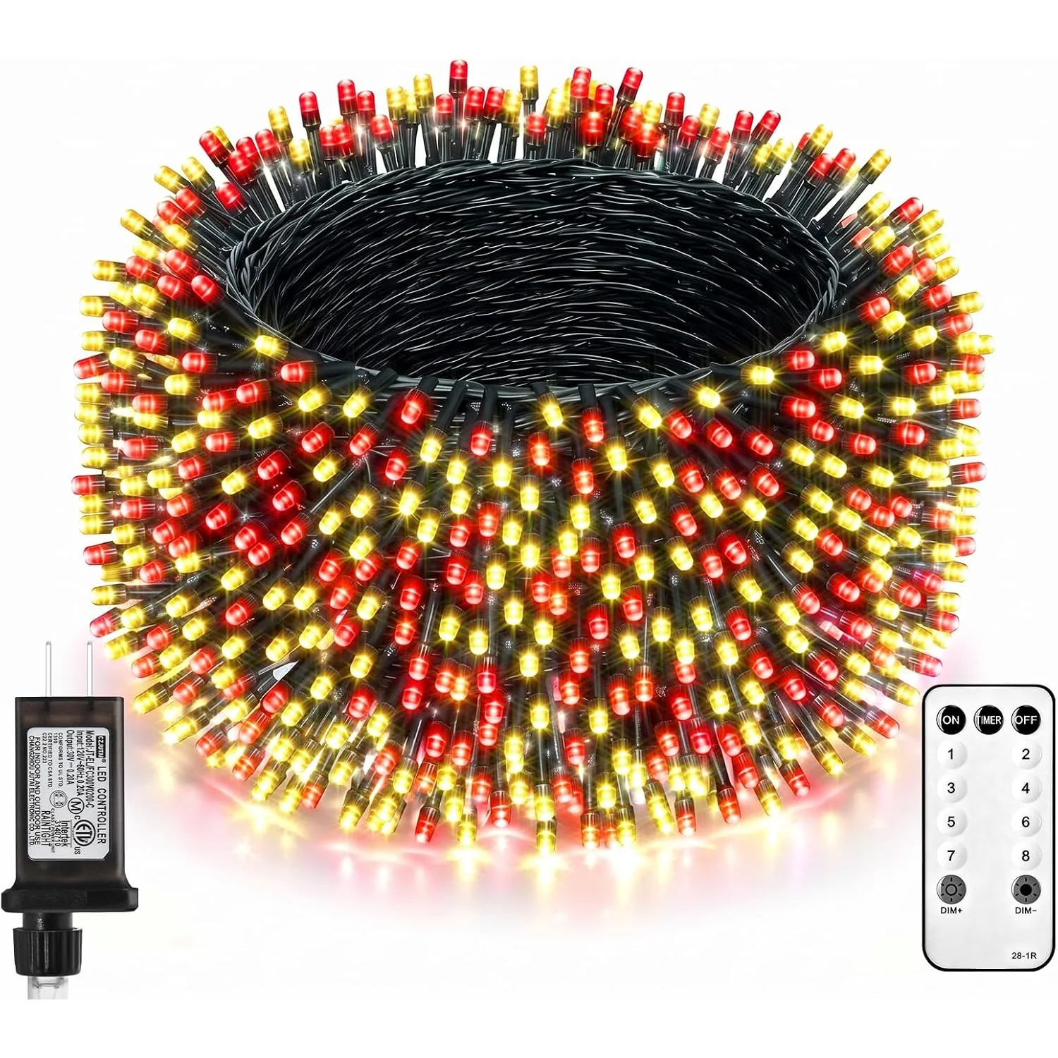Minetom Red Green White Christmas Lights, Red & Warm White_Green Wire, 66 Ft, photo 5