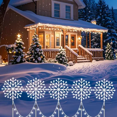 Minetom Snowflake Lights Outdoor, 10 Large Snowflake Christmas Pathway Lights, thumbnail 2
