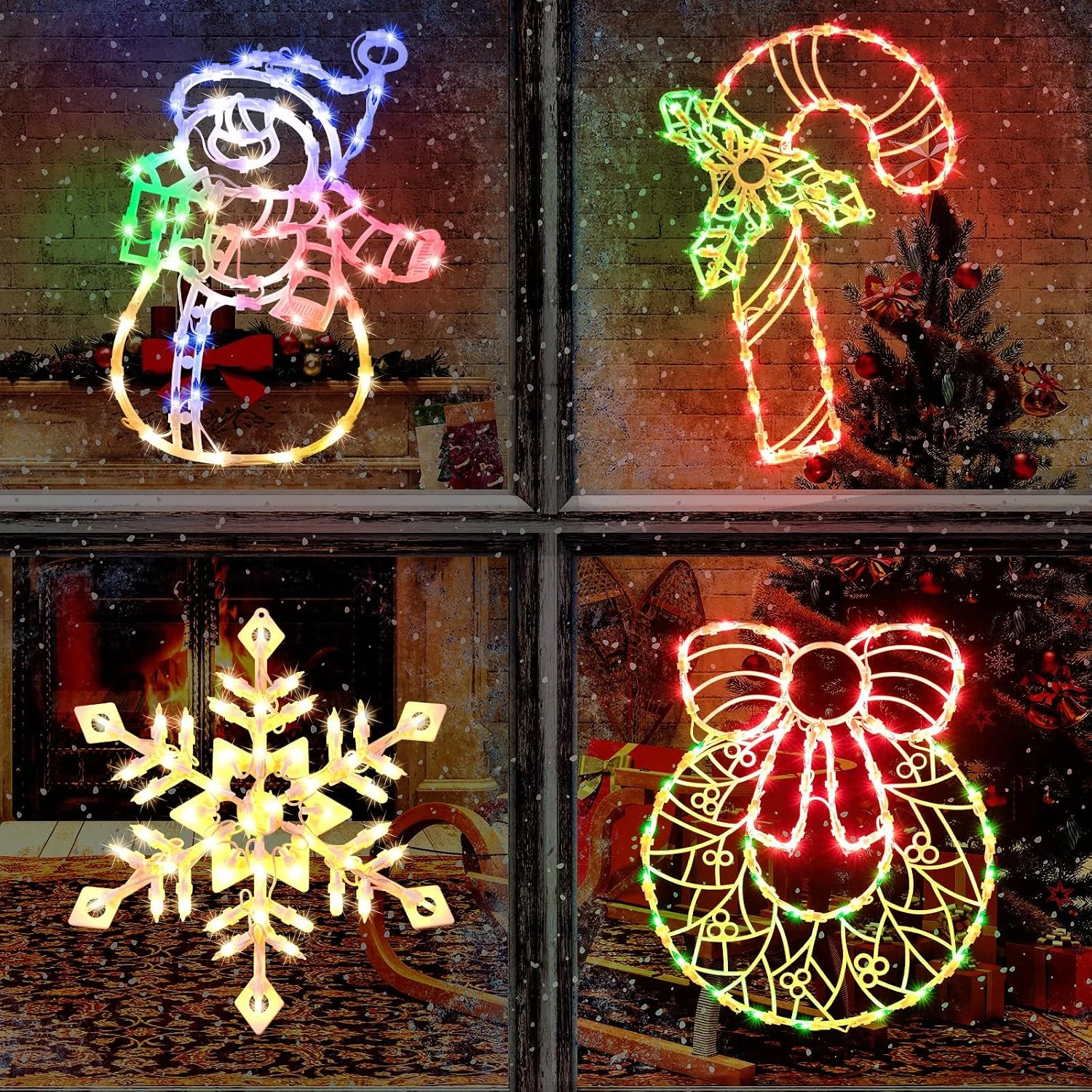 Minetom 4 Pack Christmas Window Lights, Wreath, photo 2