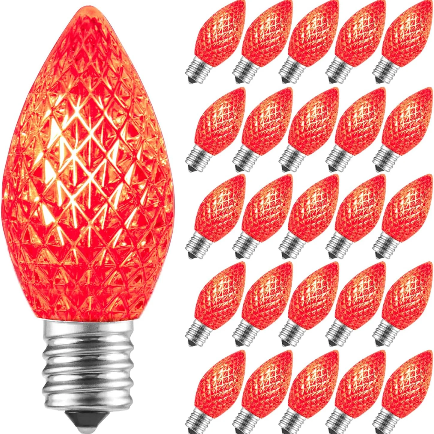 Minetom 25 Pack C7 LED Christmas Lights Bulbs, Red, 25 Count(Pack of 1), photo 5