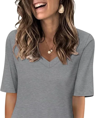 Minetom Women's V Neck T Shirts Casual Half Sleeve Tops Basic Summer Tees, thumbnail 28
