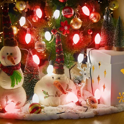 Minetom 25 Pack C9 LED Christmas Light Bulbs, Red White Plastic C9 Shatterproof LED Bulbs, thumbnail 3