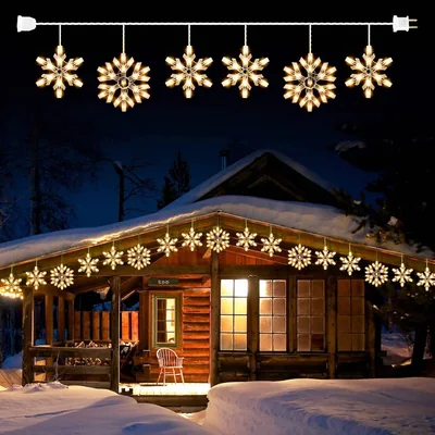 Minetom Christmas Snowflake Icicle String Lights with 6 Drops, thumbnail 1