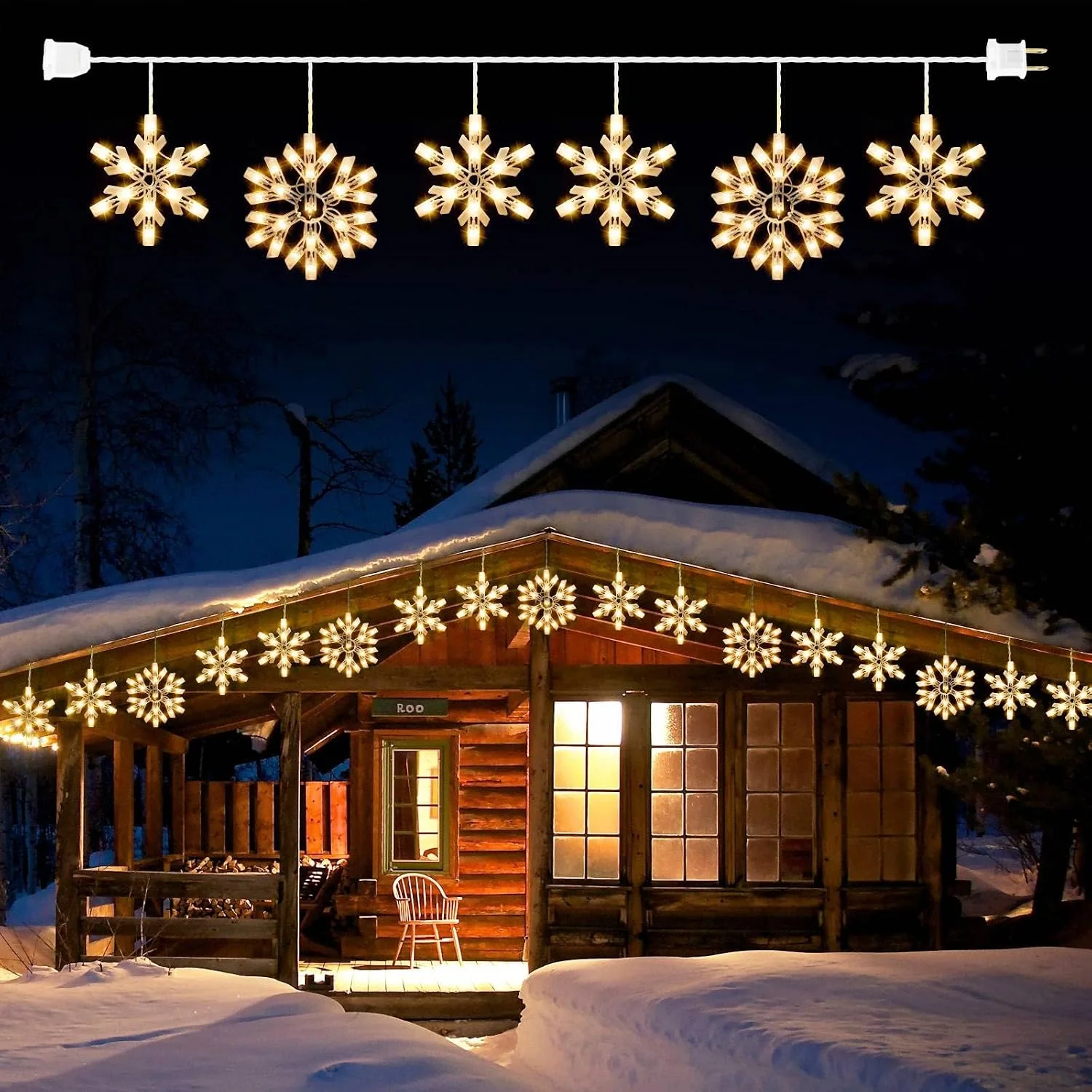 Minetom Christmas Snowflake Icicle String Lights with 6 Drops, 1 PC - 6 Drops - Snowflake, photo 1