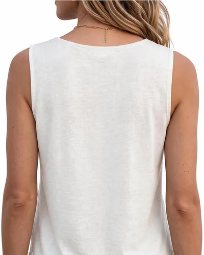 Minetom Women's Cotton Lace Tank Tops Crewneck Sleeveless Shirts White, thumbnail 3