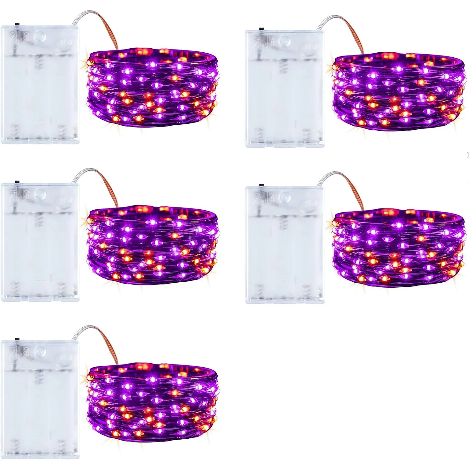 Minetom Fairy Lights Battery Operated, 5 Pack 7 FT 20 LED String Lights, Orange & Purple, 5 Pack, photo 10