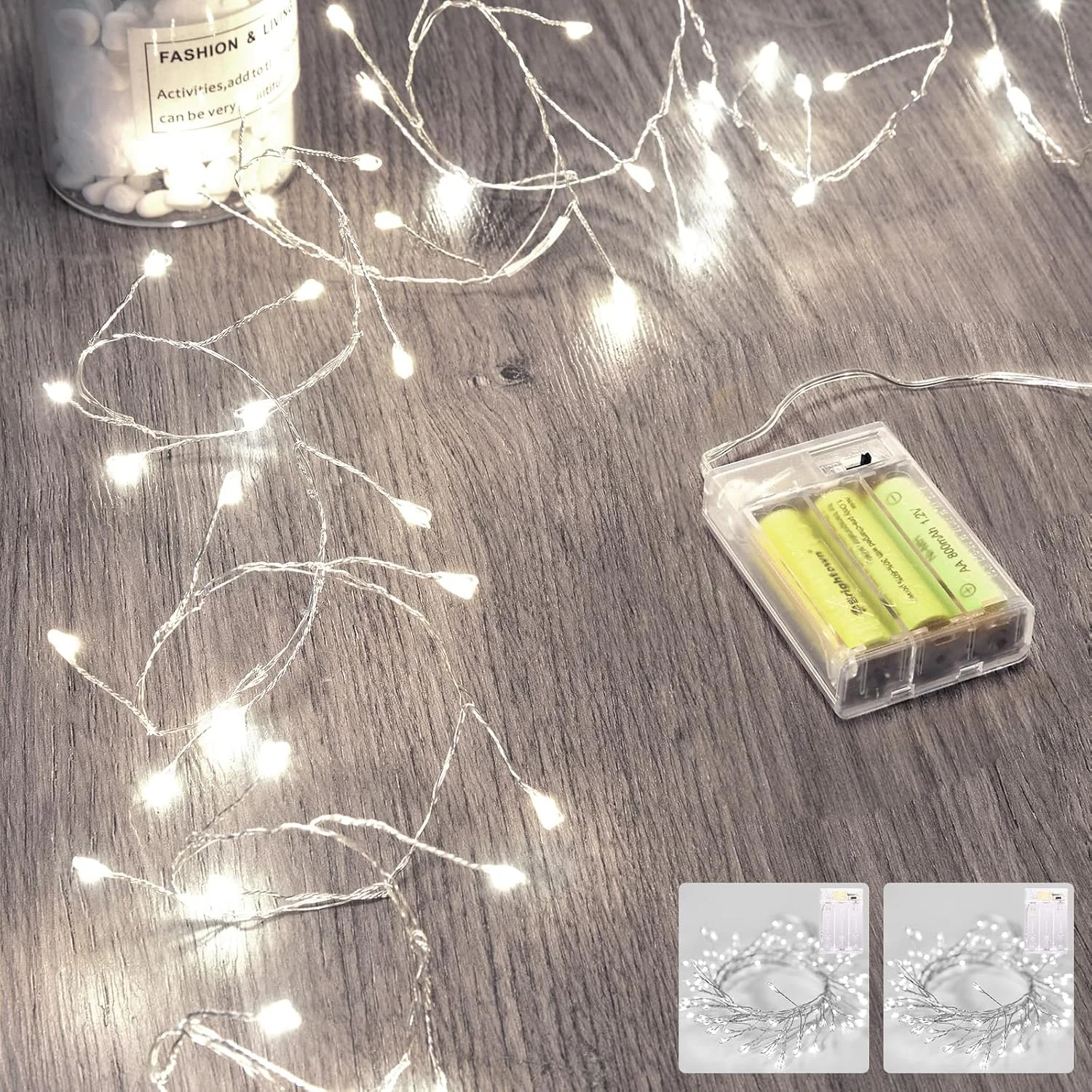 Minetom Fairy Lights Battery Operated, Twinkle String Lights 5ft 60LED, Pure White, 2 Pack, photo 9