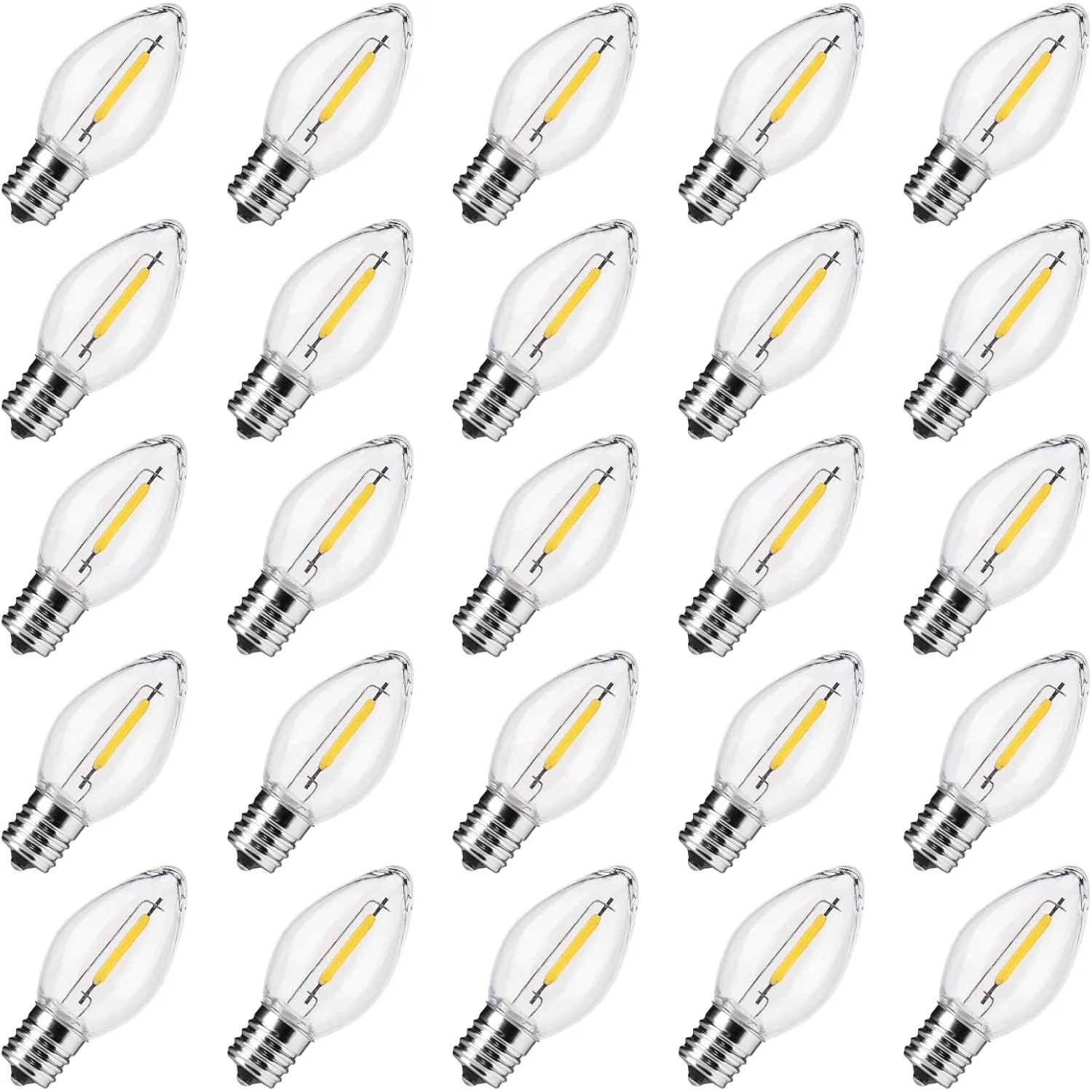 Minetom C7 LED Christmas Light Bulb, Warm White Transparent, 50 Count(Pack of 1), photo 5