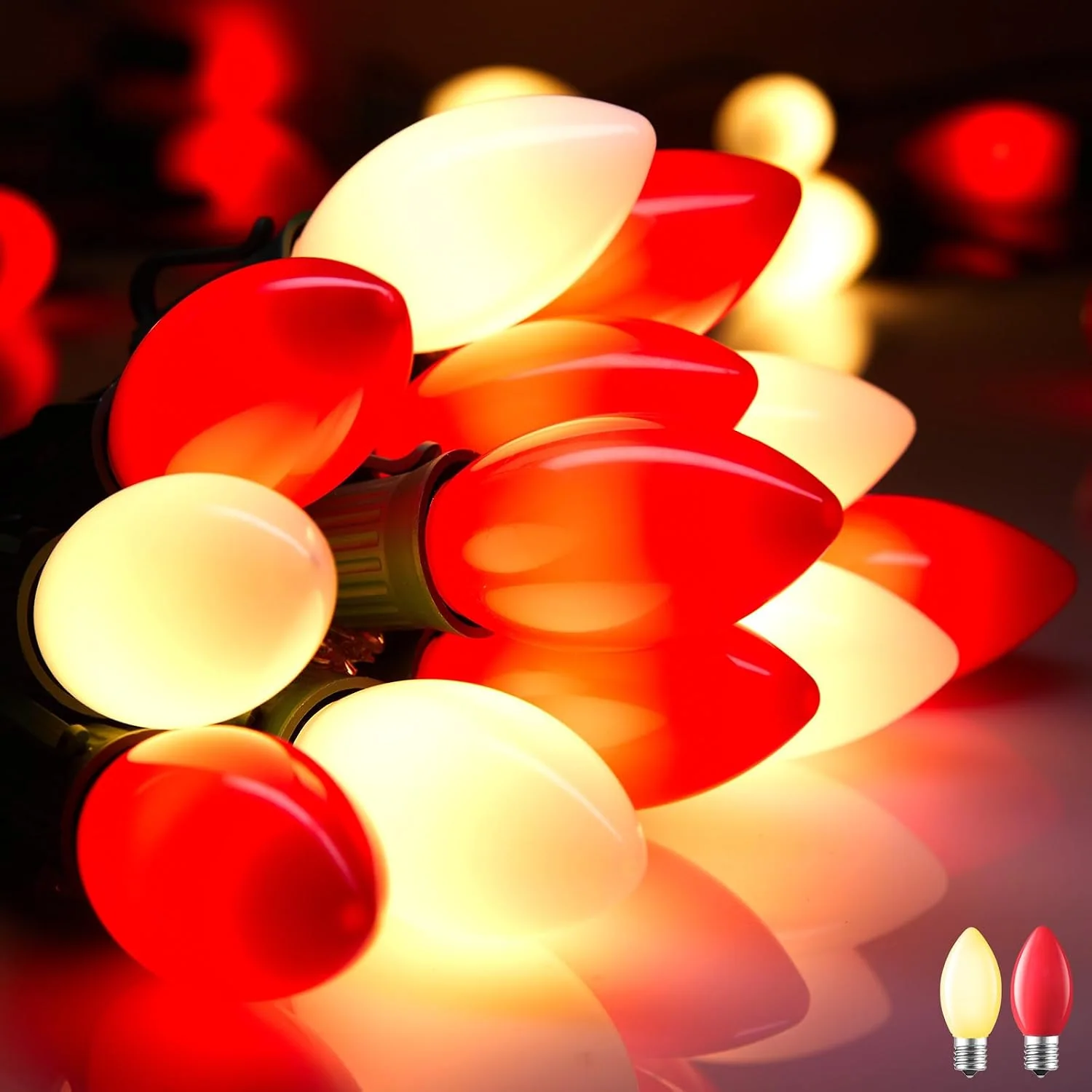 Minetom 50Ft Christmas Lights Outdoor, Red & Warm White, 50FT, photo 9