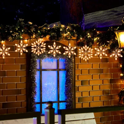 Minetom Christmas Snowflake Icicle String Lights with 6 Drops, thumbnail 3