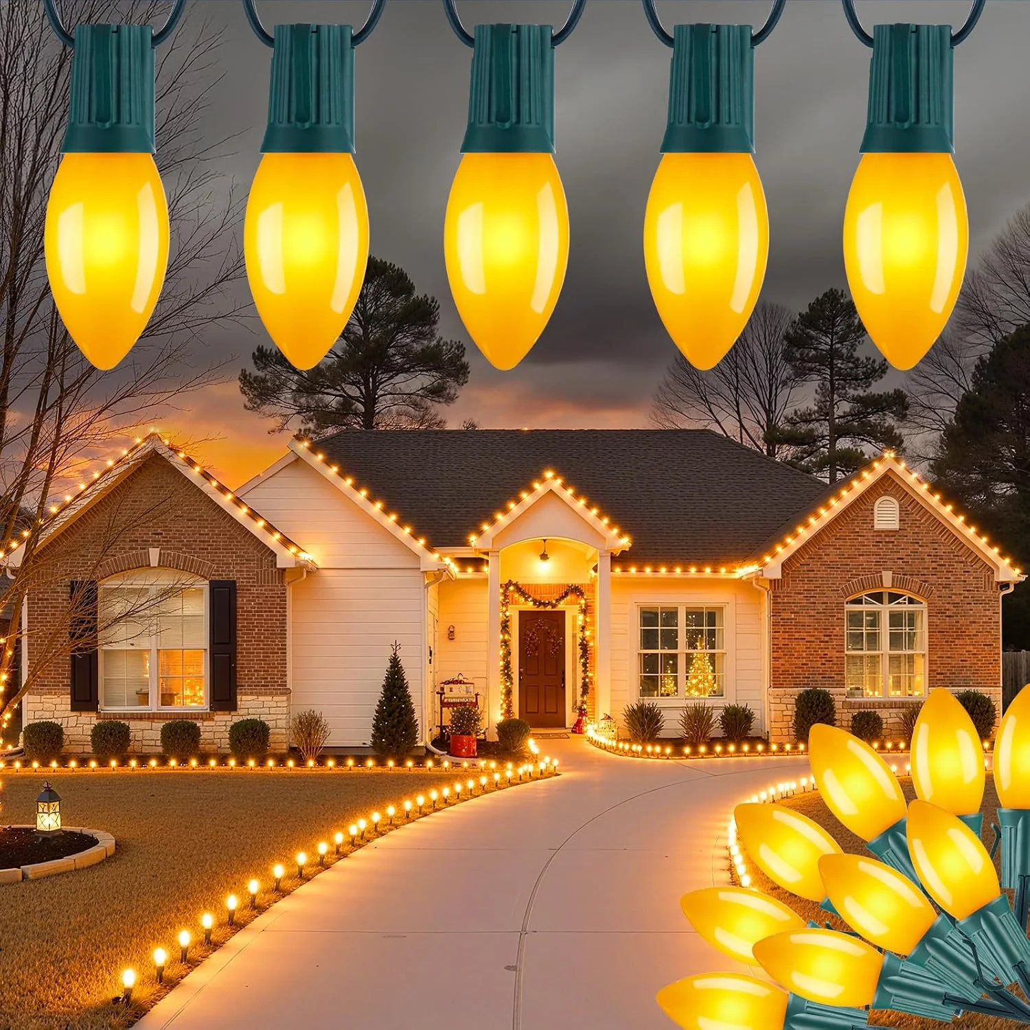 Minetom Vintage C9 LED Christmas Lights Outdoor, Warm White, 50FT, photo 7