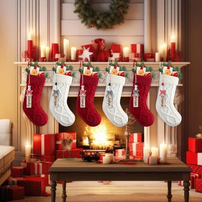 Minetom Personalized Christmas Stockings, 18 Inches Hanging Stockings with DIY, thumbnail 3