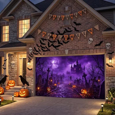 Minetom Halloween Garage Door Cover, thumbnail 3