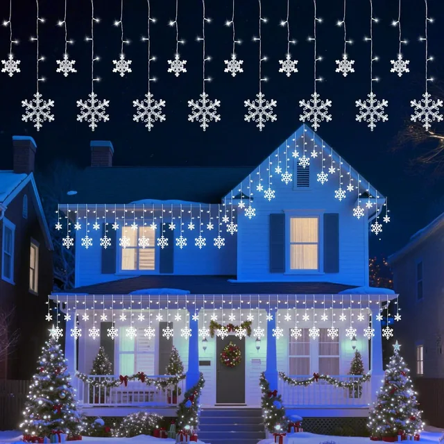 Minetom Christmas Snowflake Icicle Lights