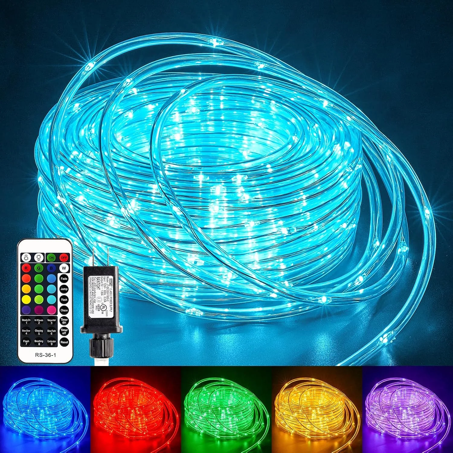 Minetom Color Changing Rope Lights Outdoor, 33 FT, photo 1