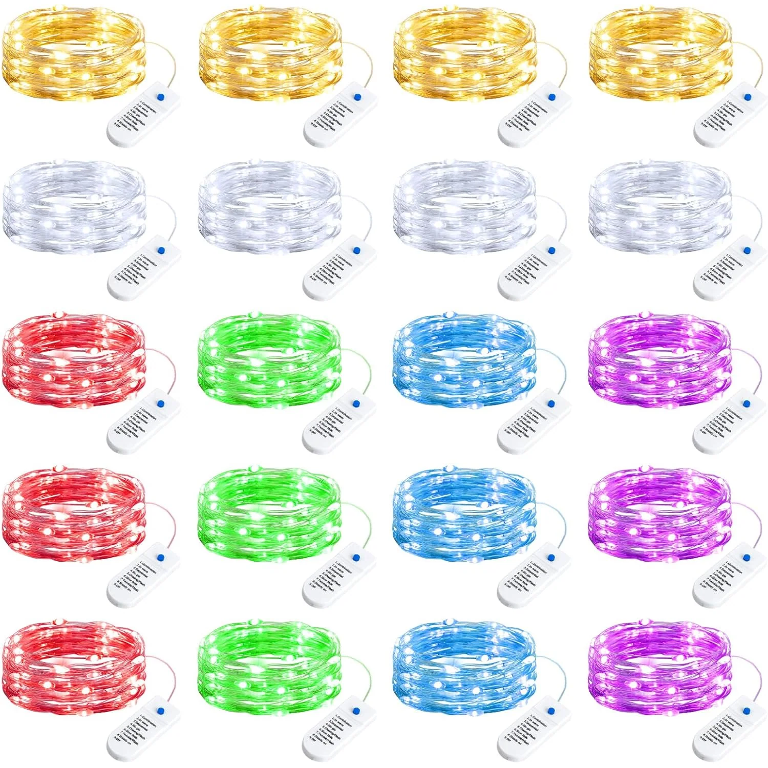 Minetom 12 Pack Warm White Battery Operated Fairy String Lights 8 Modes, 6 Colors, 20 Pack, photo 9