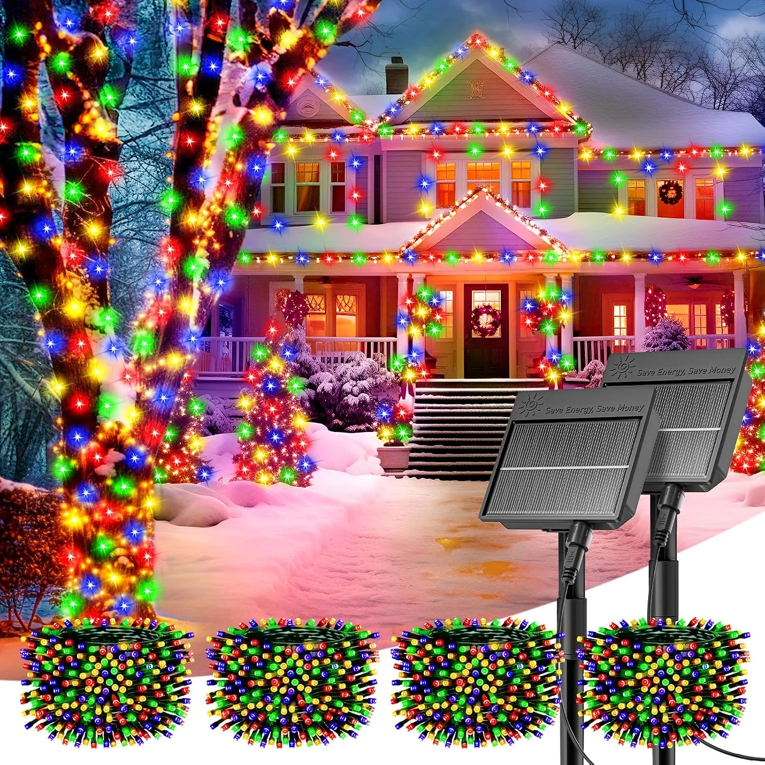 Minetom Solar Christmas Lights Outdoor Waterproof, Multicolor, 40 FT 4Pack, photo 4
