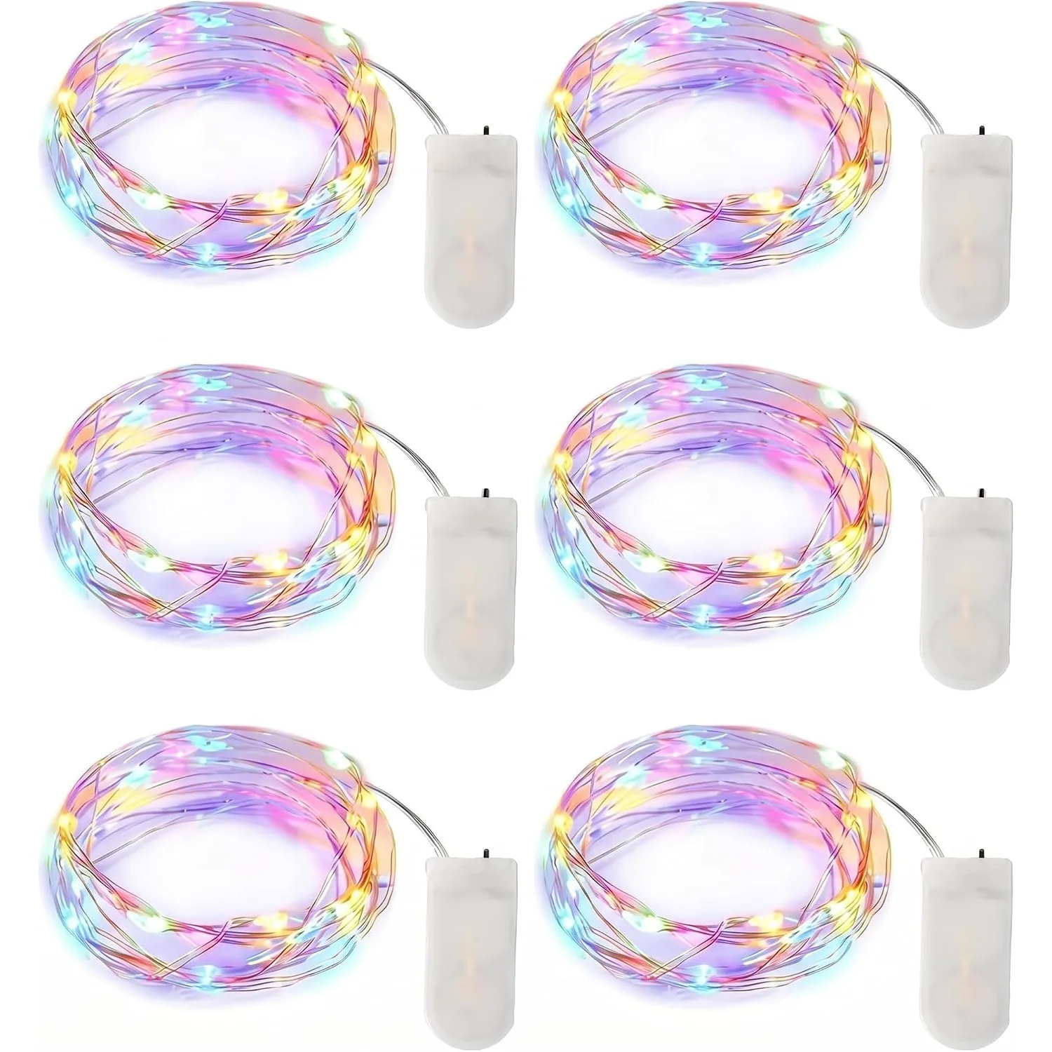 Minetom 6 Pack Battery Operated LED Fairy Lights for Christmas Decor, 6 Pack - Pastel, photo 6